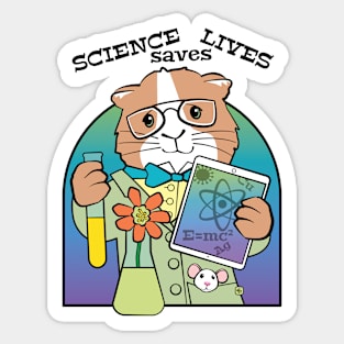 Science Saves Lives Cute Guinea Pig Sticker